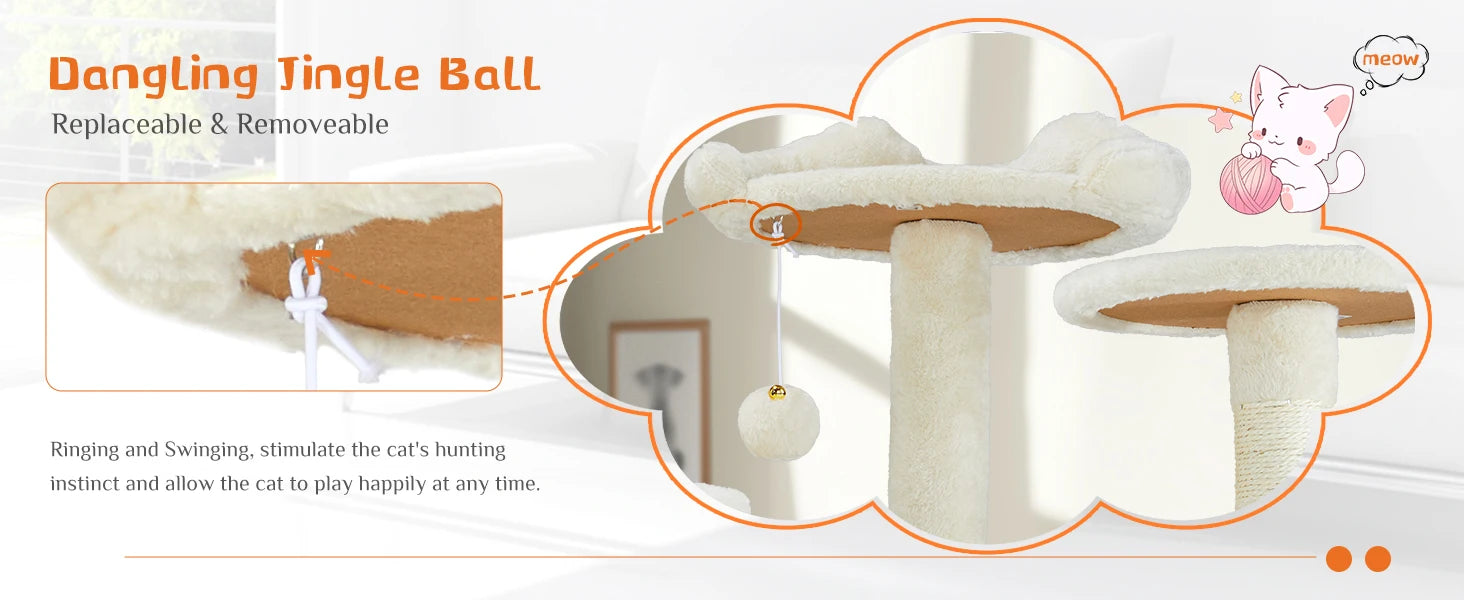 54" Multi-Level Cat Tree Tower with Sisal Scratching Posts