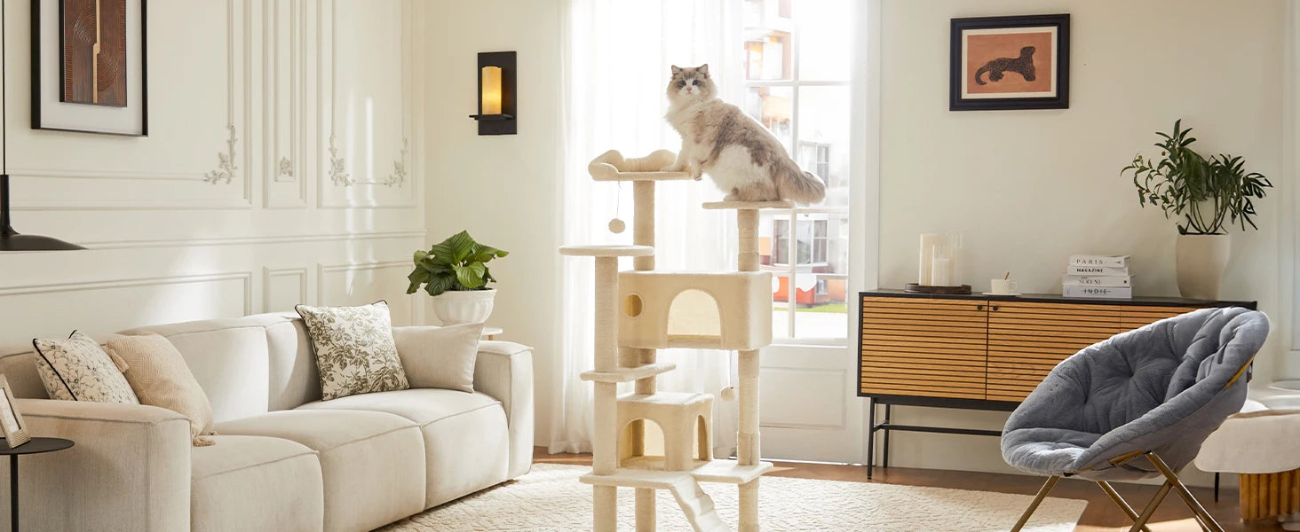 54" Multi-Level Cat Tree Tower with Sisal Scratching Posts