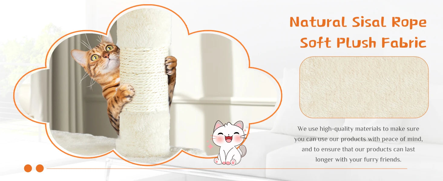 54" Multi-Level Cat Tree Tower with Sisal Scratching Posts