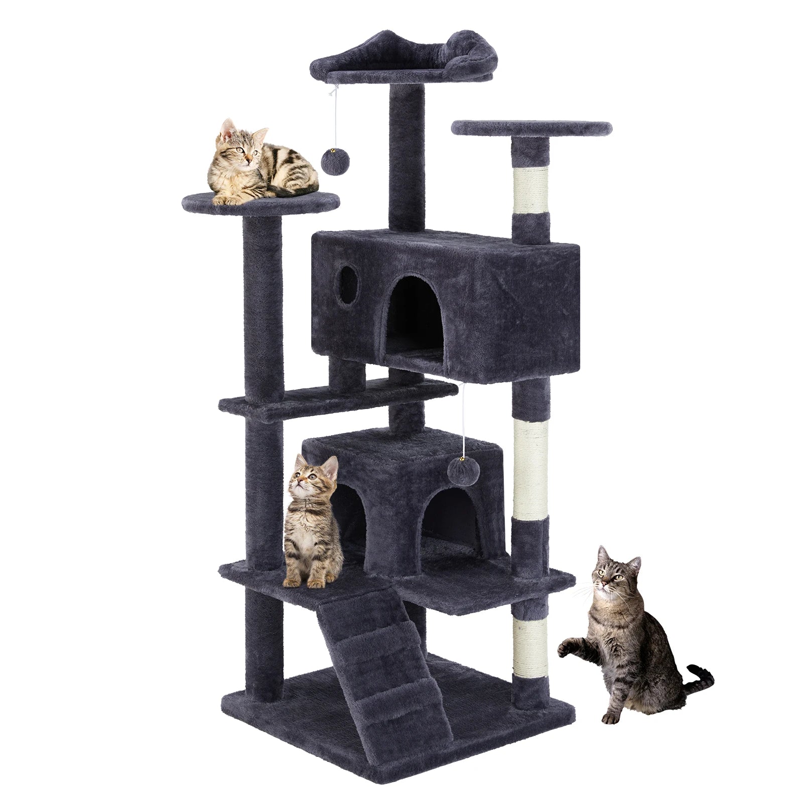 54" Multi-Level Cat Tree Tower with Sisal Scratching Posts