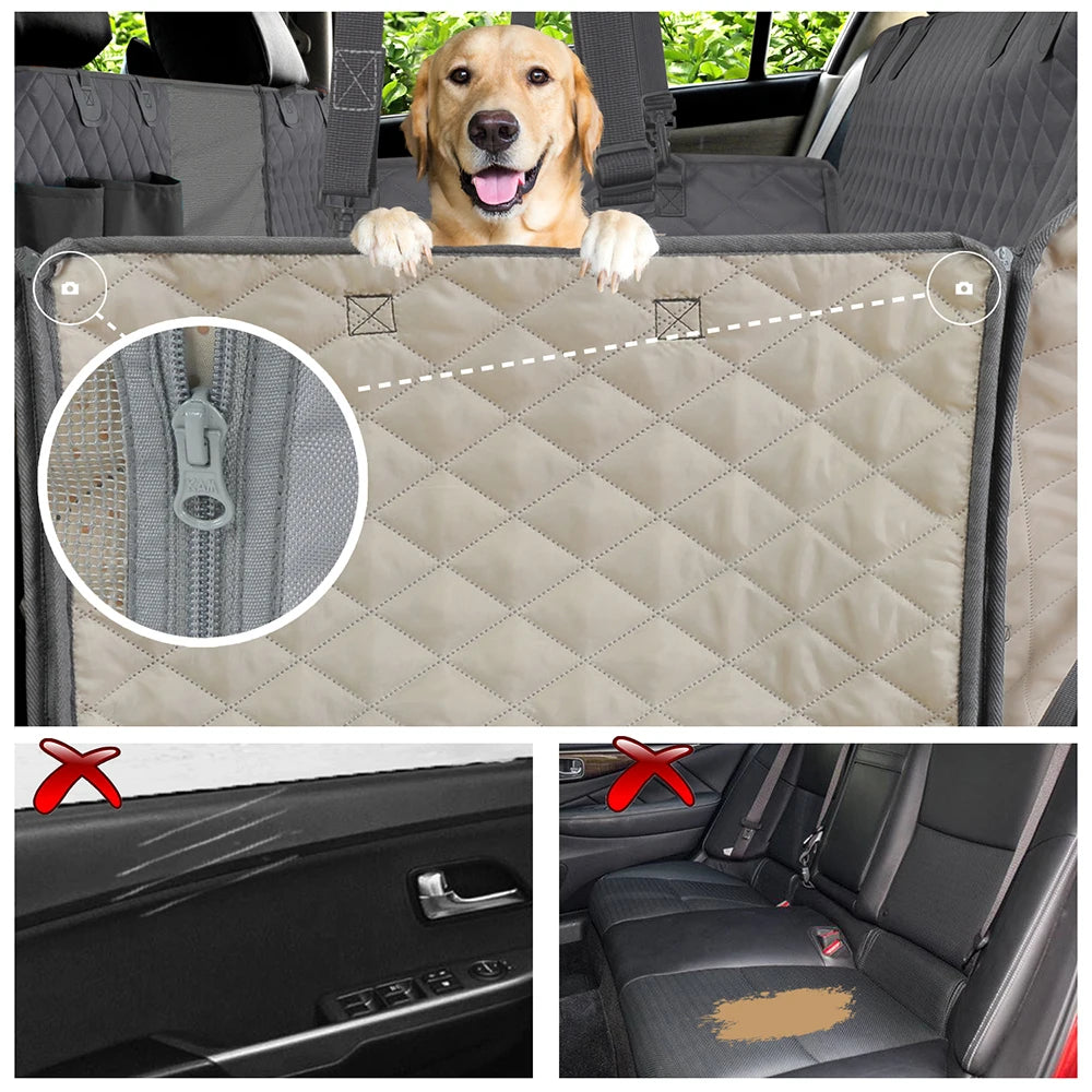 Waterproof Dog Car Seat Cover - Hammock Style Rear Seat Protector