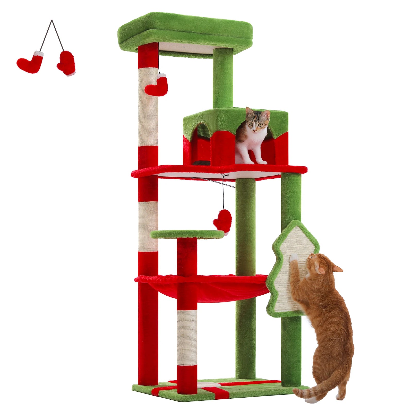 72 inch Christmas Cat Tree Tower - Large Multi-Level Condo with Sisal Posts