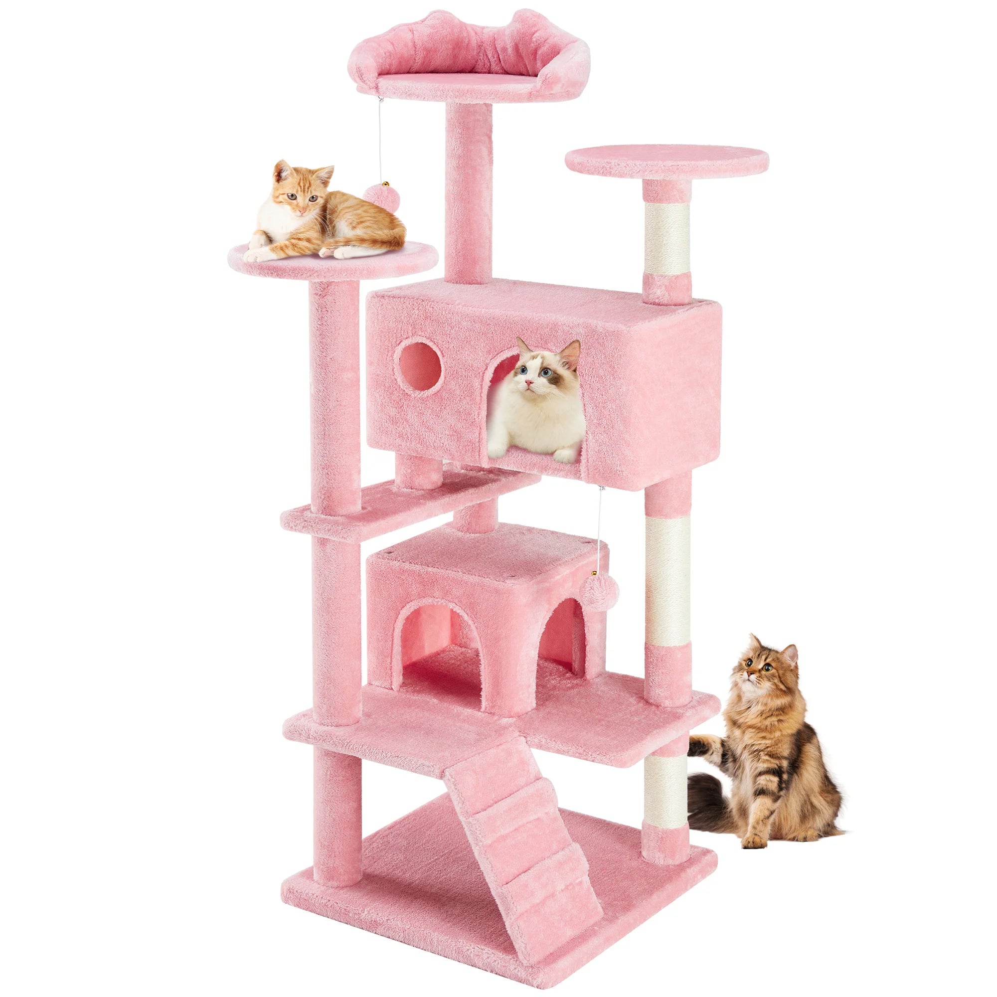 54" Multi-Level Cat Tree Tower with Sisal Scratching Posts