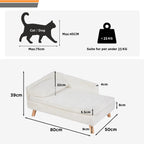 Elevated L-Shape Pet Sofa with Solid Wood Legs - Plush Cushion Bed for Cats and Small Dogs