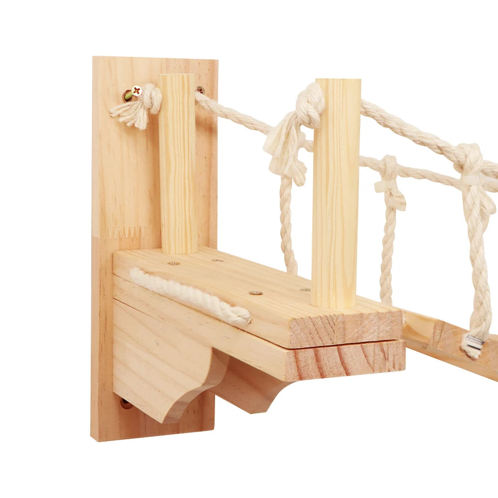 39.4" Wall-Mounted Cat Bridge with Sisal Rope Steps