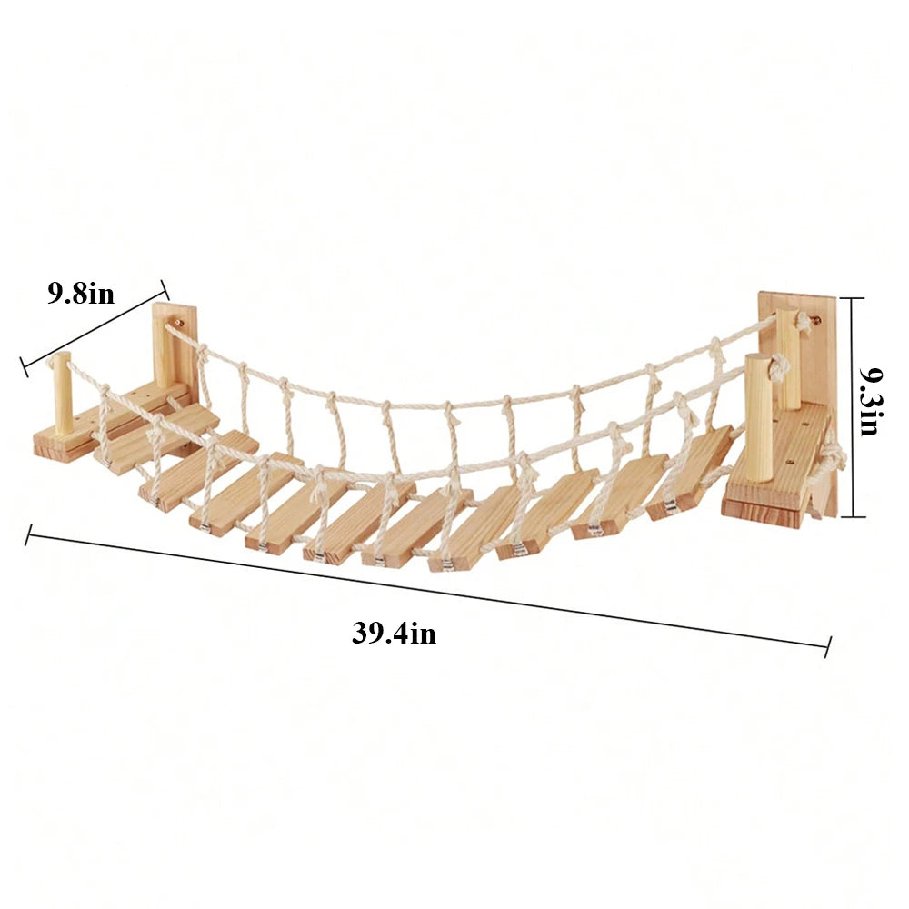 39.4" Wall-Mounted Cat Bridge with Sisal Rope Steps