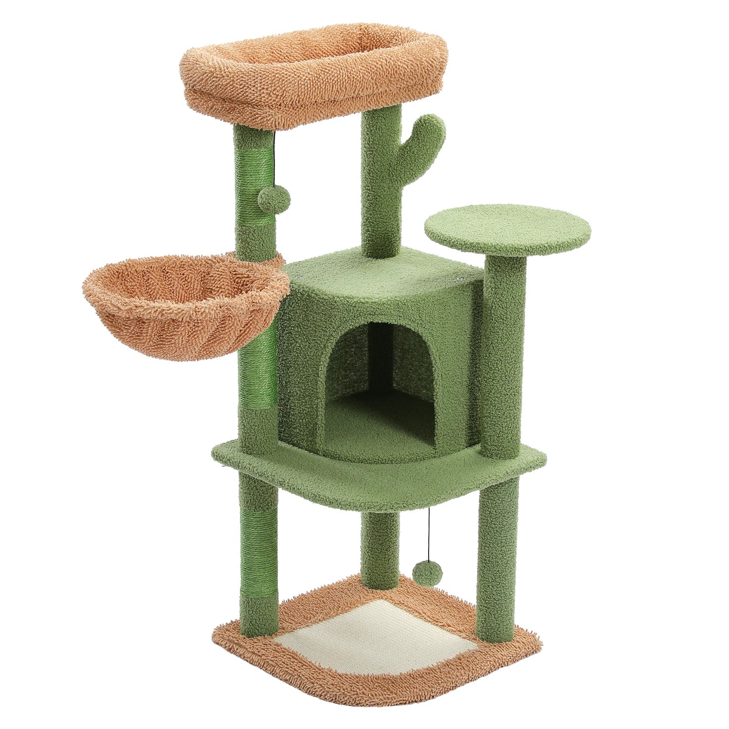 42 inch Cactus Cat Tree Tower with Sisal Posts, Hammock and Large Condo