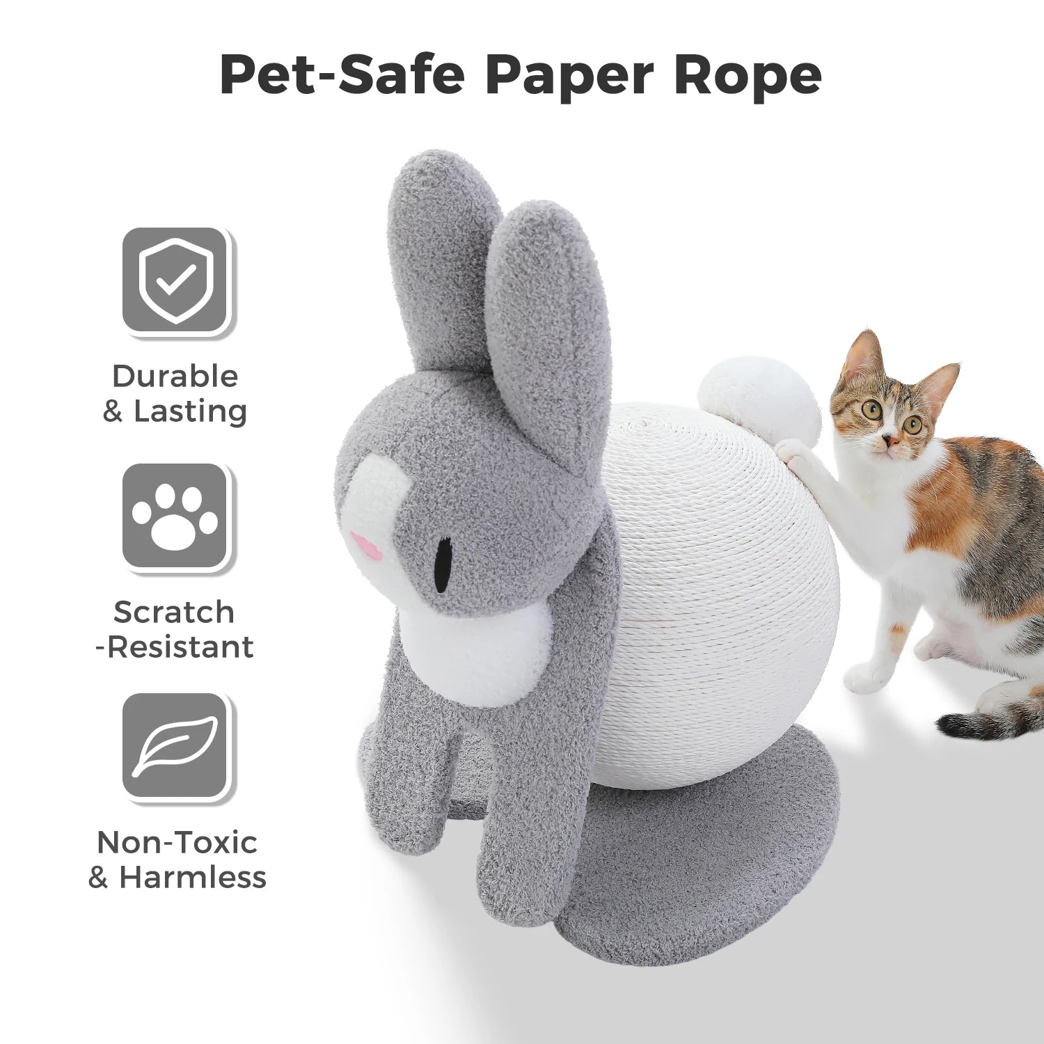 Bunny Cat Scratching Post - Large Paper Rope Ball Tower