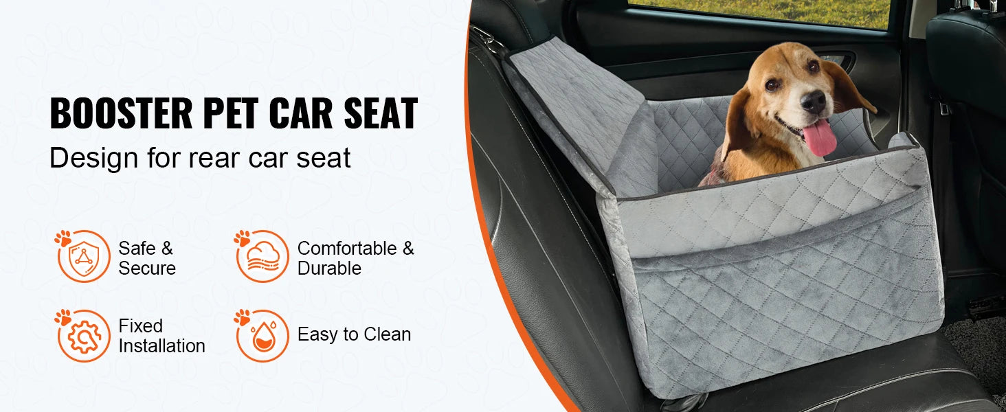 Dog Car Booster Seat - Sofa-Style Travel Bed for Medium to Large Dogs up to 55 lbs