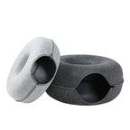 Donut Cat Bed with Interactive Tunnel - Felt Play and Sleep Hideaway