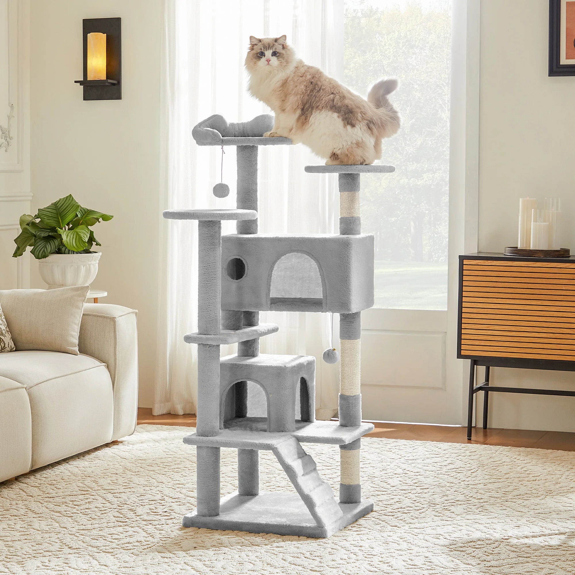 54" Multi-Level Cat Tree Tower with Sisal Scratching Posts