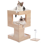 Modern 3-Level Cat Tree with Scratching Pads and Removable Cushion