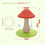 Mushroom Cat Scratching Post with Sisal and Pompom Toys