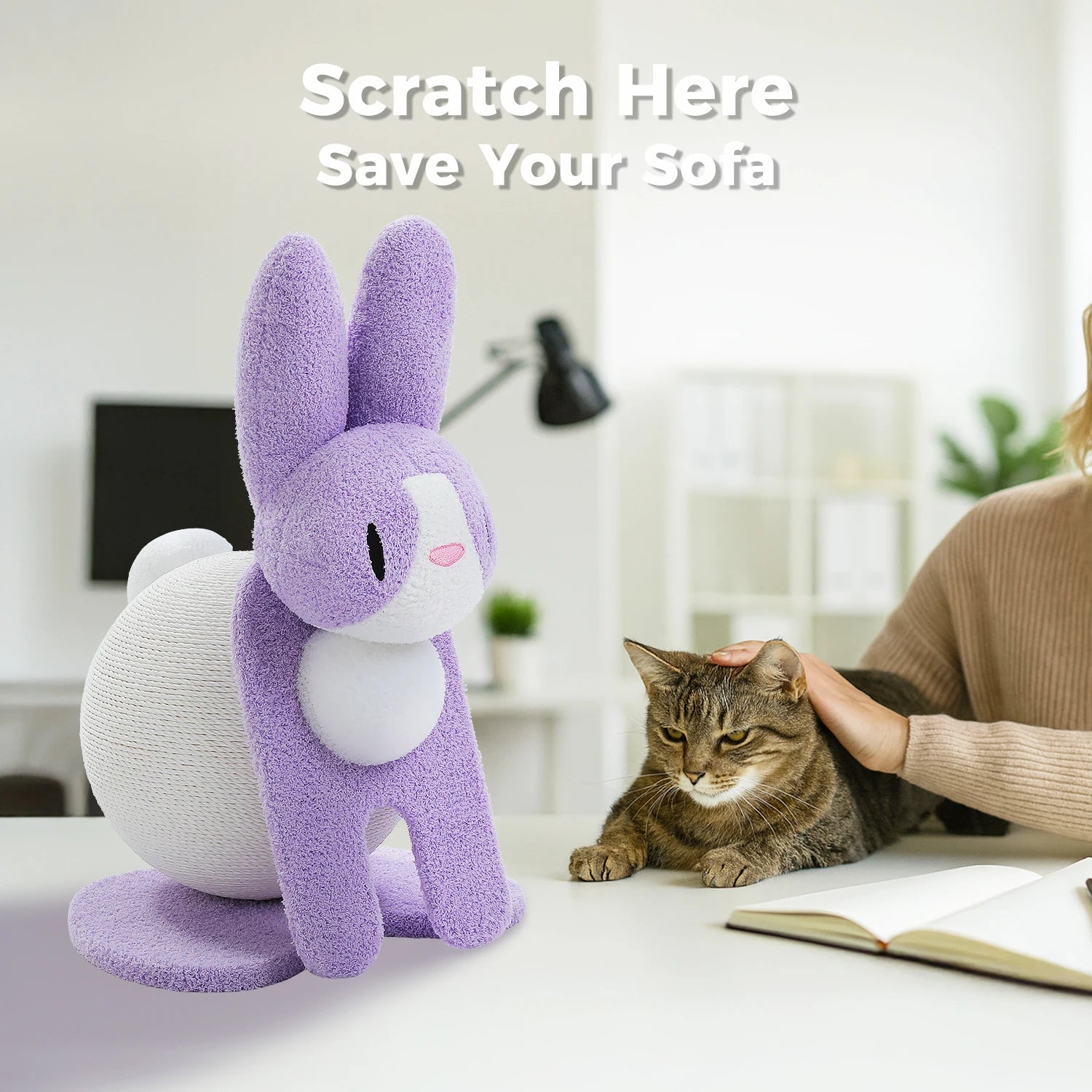 Bunny Cat Scratching Post - Large Paper Rope Ball Tower