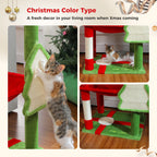 72 inch Christmas Cat Tree Tower - Large Multi-Level Condo with Sisal Posts