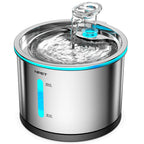 Stainless Steel Cat Water Fountain - 1.5L with LED Window and Dishwasher Safe Design