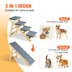 2-in-1 Wooden Pet Steps and Ramp - Foldable Design for Small to Large Pets