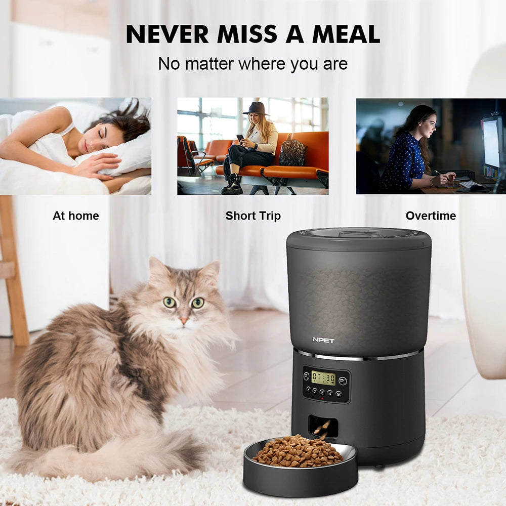 NPET 4L Smart Automatic Pet Feeder with Stainless Steel Bowl