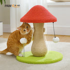 Mushroom Cat Scratching Post with Sisal and Pompom Toys