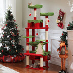 72 inch Christmas Cat Tree Tower - Large Multi-Level Condo with Sisal Posts