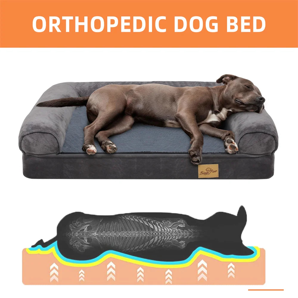 Orthopedic Memory Foam Dog Bed - Extra Large Sofa Style with Waterproof Removable Cover