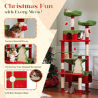72 inch Christmas Cat Tree Tower - Large Multi-Level Condo with Sisal Posts