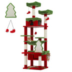 72 inch Christmas Cat Tree Tower - Large Multi-Level Condo with Sisal Posts