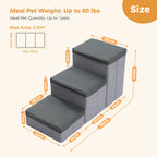 3-Tier Foldable Pet Stairs with Storage - Non-Slip Steps for Small Dogs and Cats