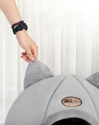Cat Ears Hooded Pet Bed - Warm Plush Cave for Small to Large Cats