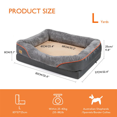 Jumbo Orthopedic Dog Bed - Memory Foam Sofa with Waterproof Removable Cover