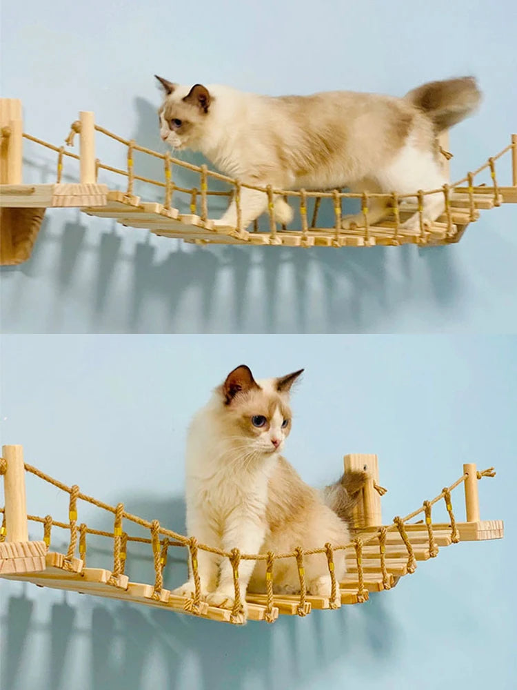 39.4" Wall-Mounted Cat Bridge with Sisal Rope Steps