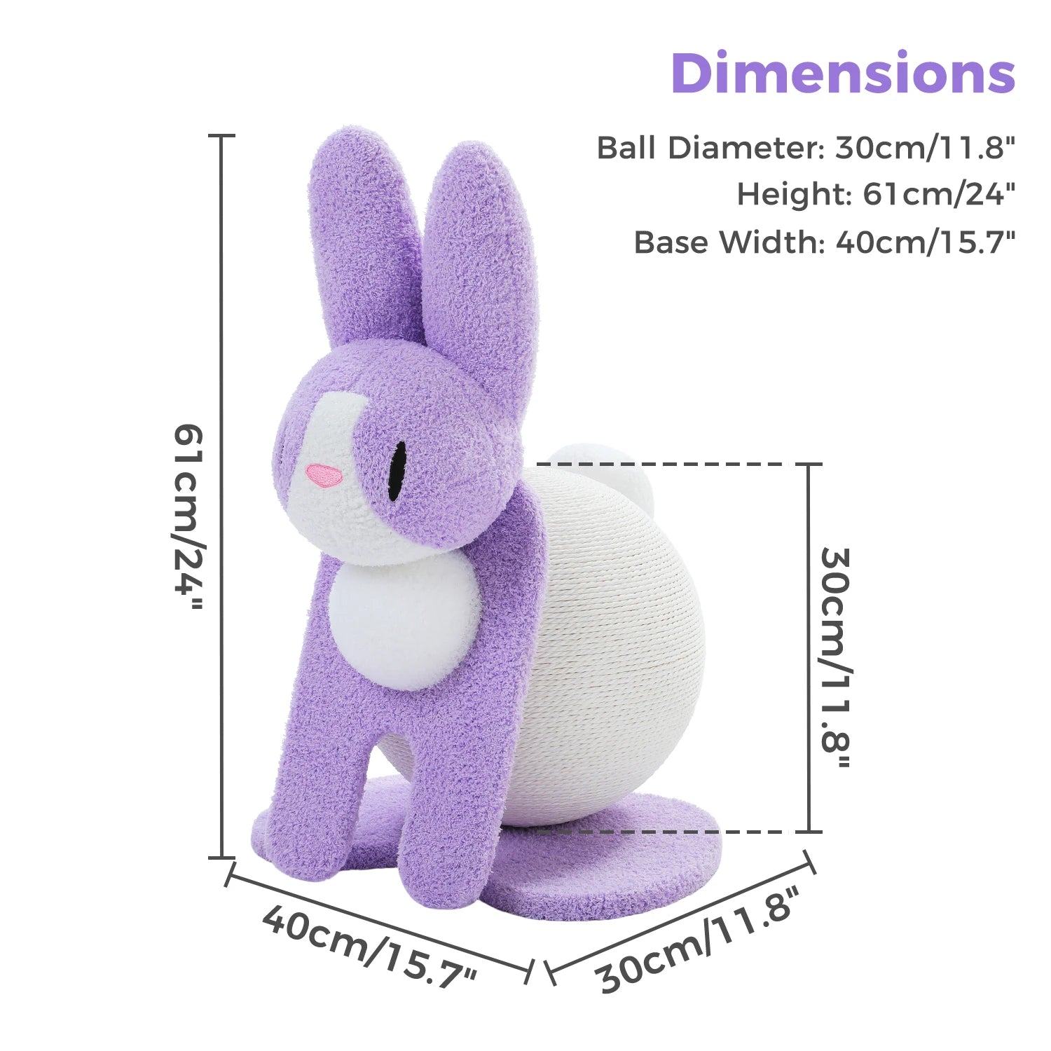 Bunny Cat Scratching Post - Large Paper Rope Ball Tower