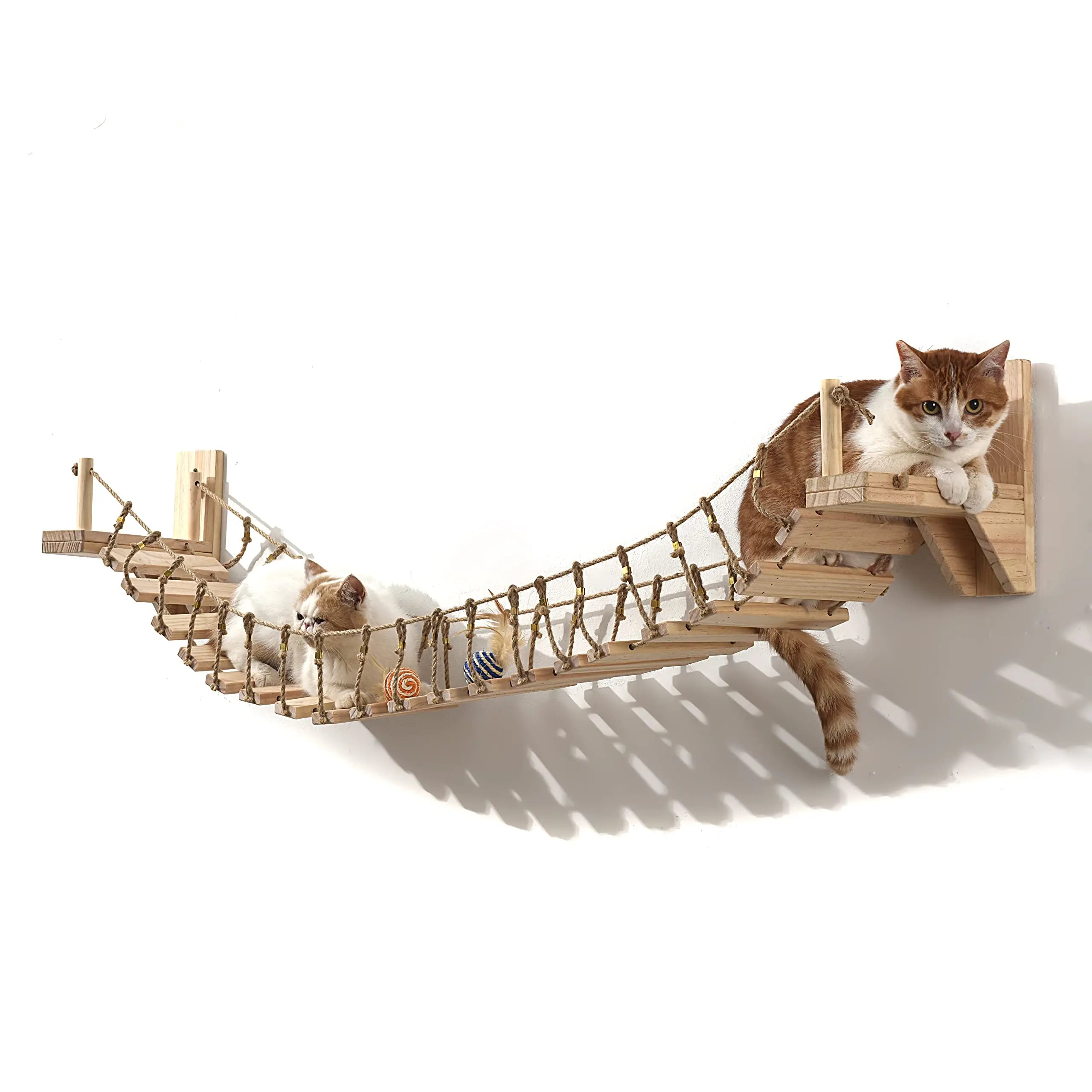 39.4" Wall-Mounted Cat Bridge with Sisal Rope Steps