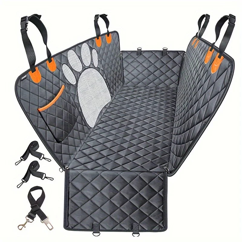 Heavy Duty Waterproof Dog Car Seat Cover - Hammock Style with Side Flaps