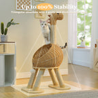 Dinosaur Cat Tree Tower - Rattan Wicker Condo with Sisal Posts