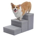 3-Tier Foldable Pet Stairs with Storage - Non-Slip Steps for Small Dogs and Cats
