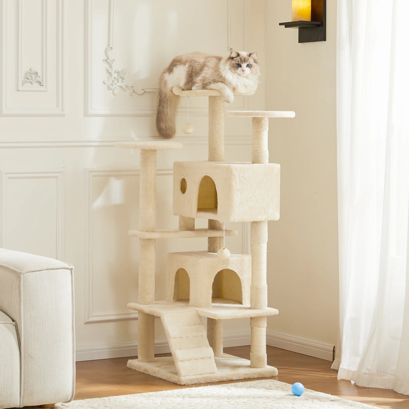 54" Multi-Level Cat Tree Tower with Sisal Scratching Posts