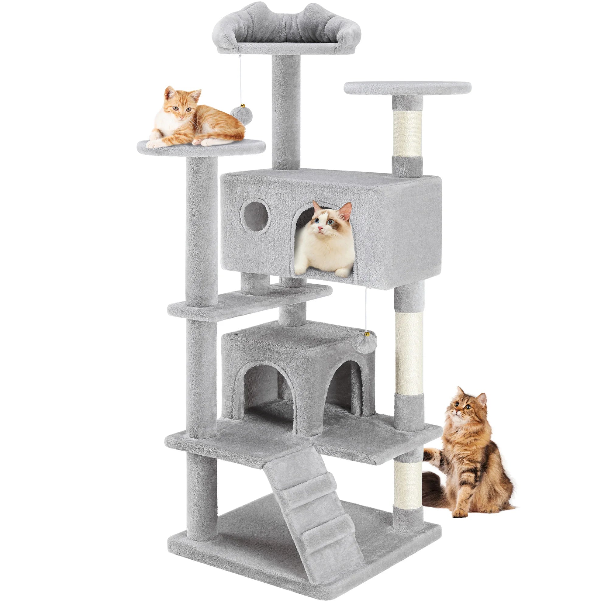 54" Multi-Level Cat Tree Tower with Sisal Scratching Posts