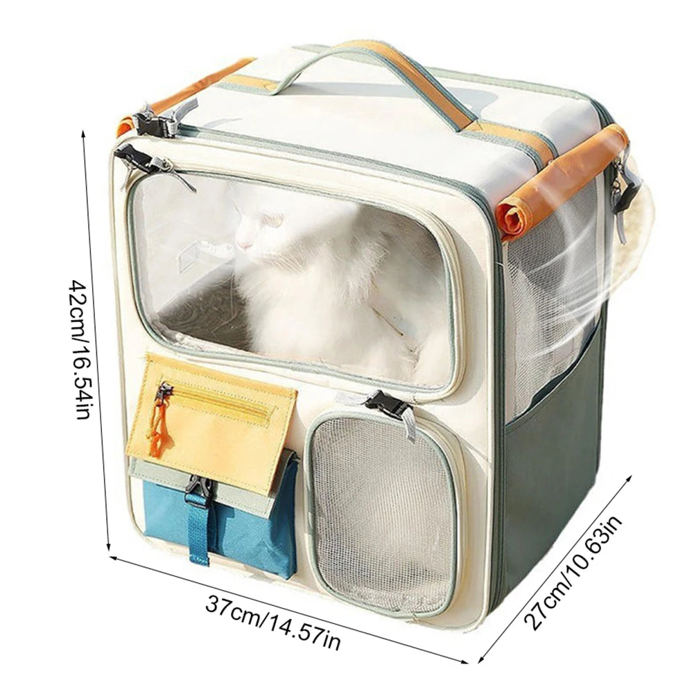 Transparent Window Pet Backpack - Ventilated Mesh Carrier for Cats and Small Dogs