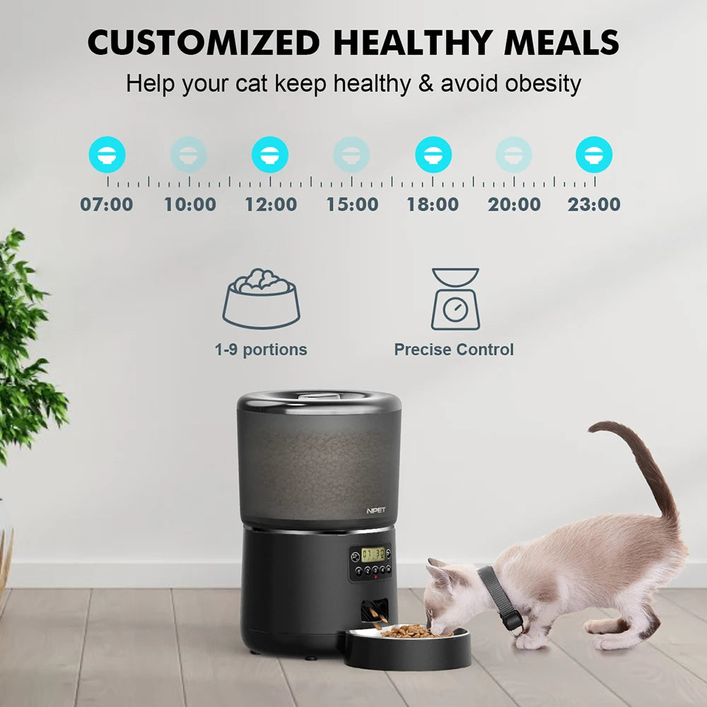NPET 4L Smart Automatic Pet Feeder with Stainless Steel Bowl