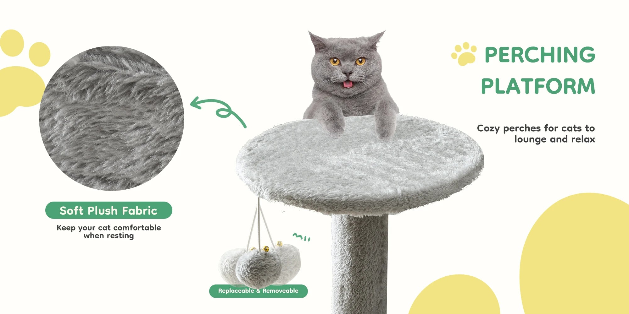 44 inch Multi-Level Cat Tree Tower with Natural Sisal Scratching Posts