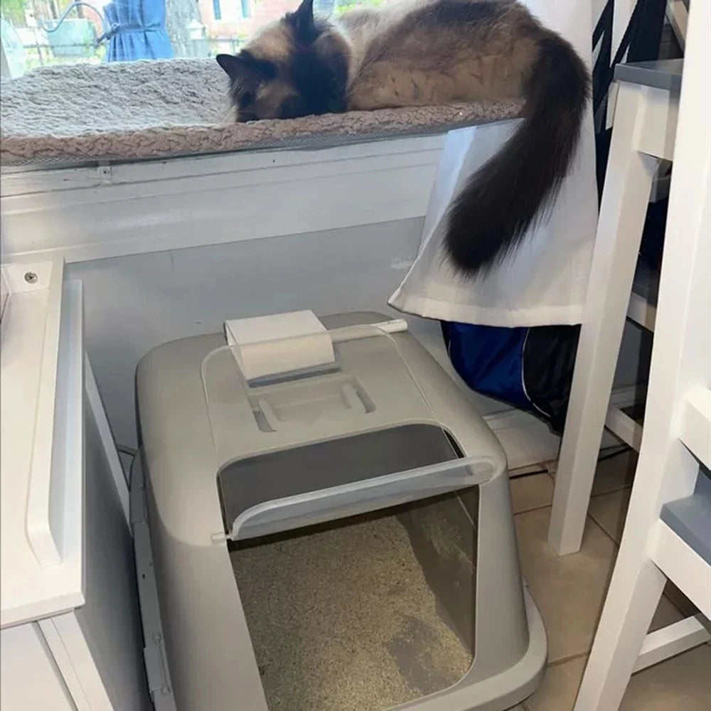 Large Enclosed Cat Litter Box with Front Entry Door - BPA Free