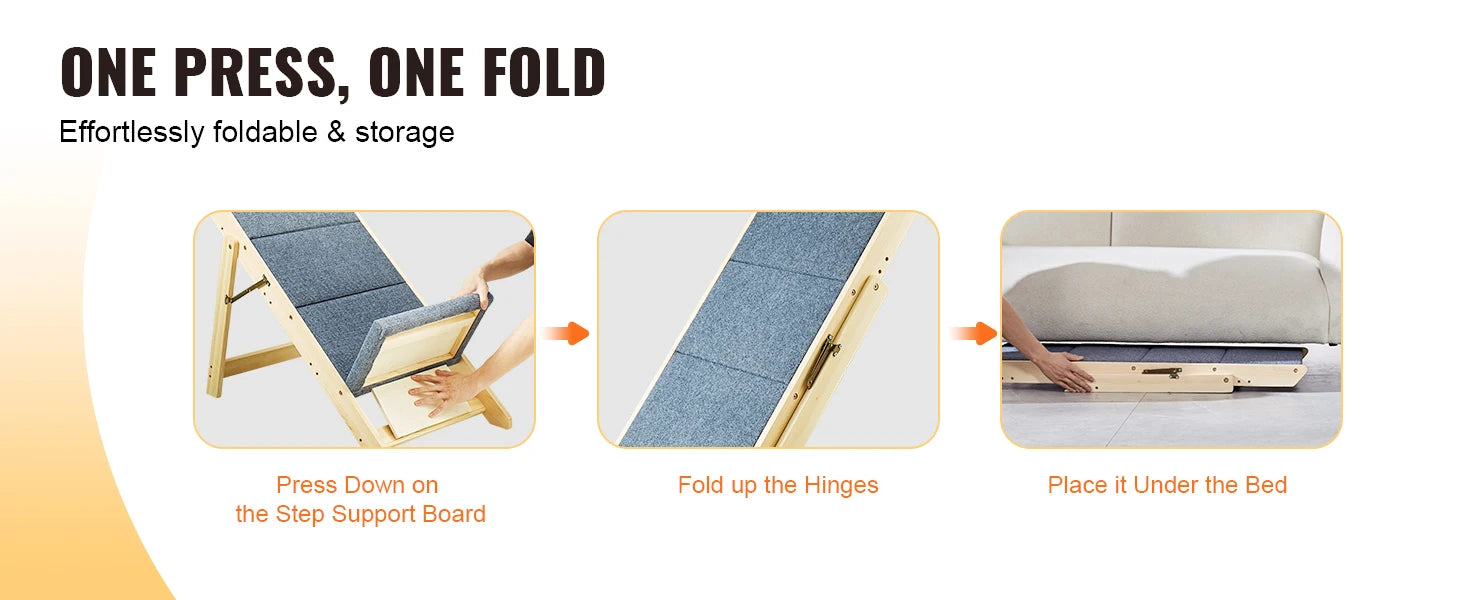 2-in-1 Wooden Pet Steps and Ramp - Foldable Design for Small to Large Pets