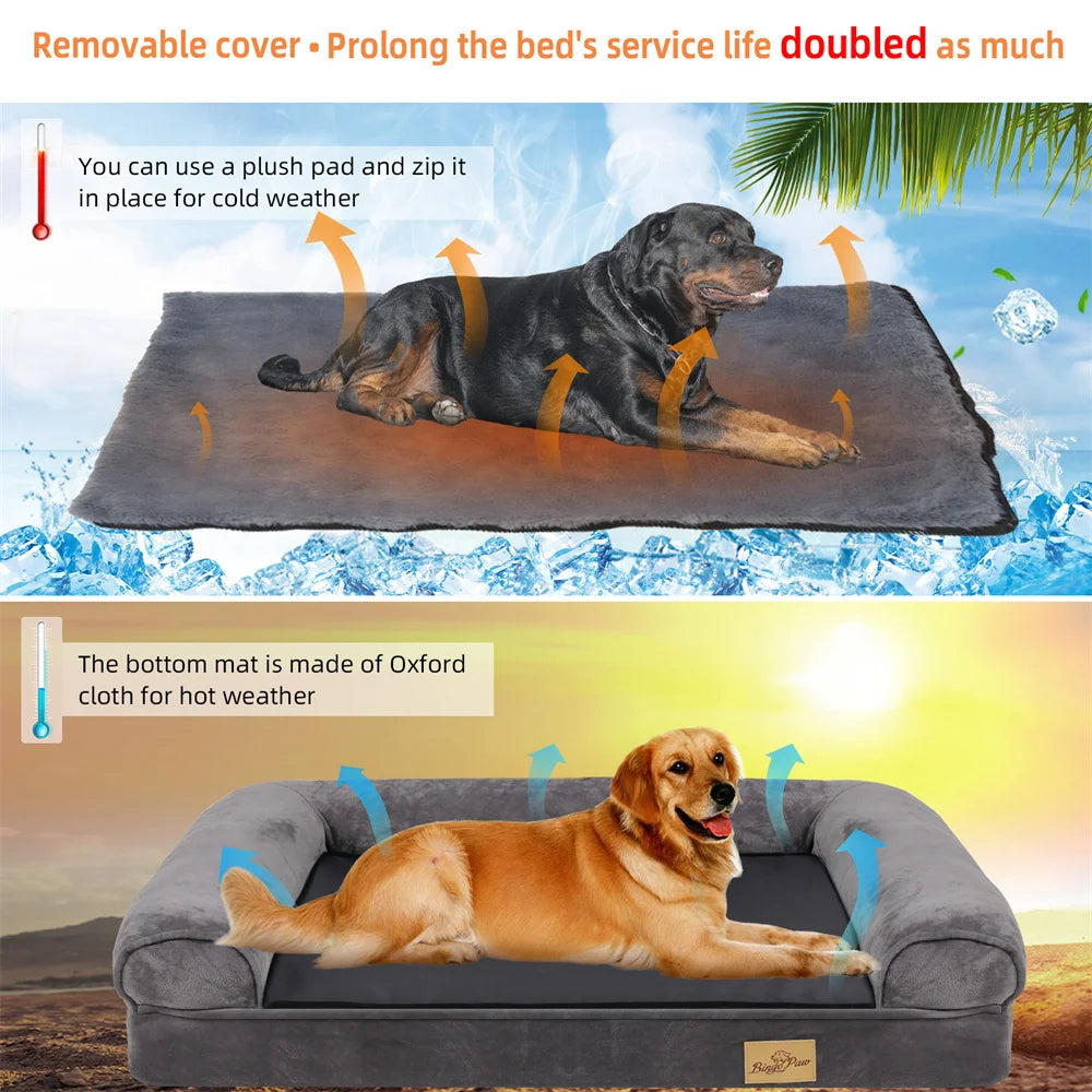 Orthopedic Memory Foam Dog Bed - Extra Large Sofa Style with Waterproof Removable Cover