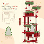 72 inch Christmas Cat Tree Tower - Large Multi-Level Condo with Sisal Posts