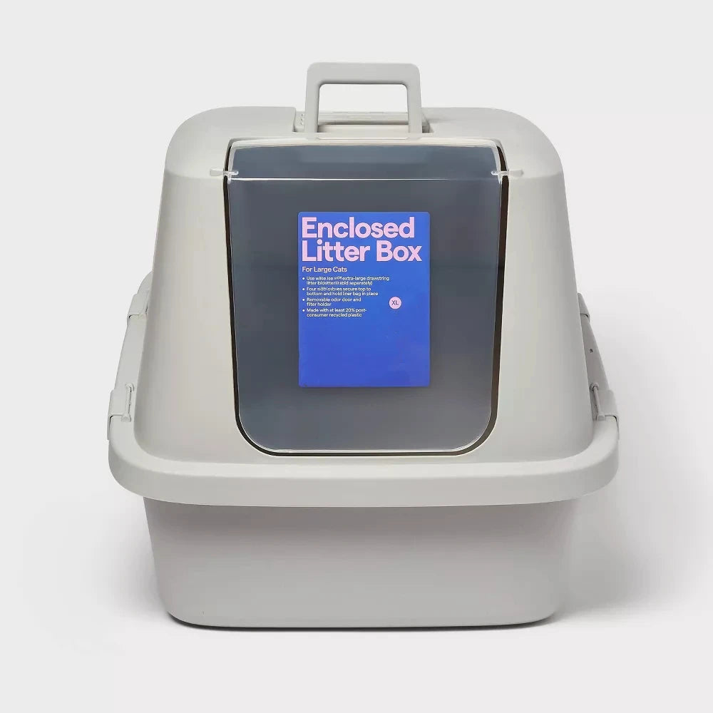 Large Enclosed Cat Litter Box with Front Entry Door - BPA Free