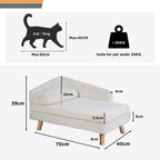 Elevated L-Shape Pet Sofa with Solid Wood Legs - Plush Cushion Bed for Cats and Small Dogs