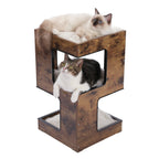 Modern 3-Level Cat Tree with Scratching Pads and Removable Cushion