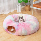 Plush Cat Tunnel Bed - 2-in-1 Play and Sleep Design