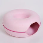 Donut Cat Bed with Interactive Tunnel - Felt Play and Sleep Hideaway